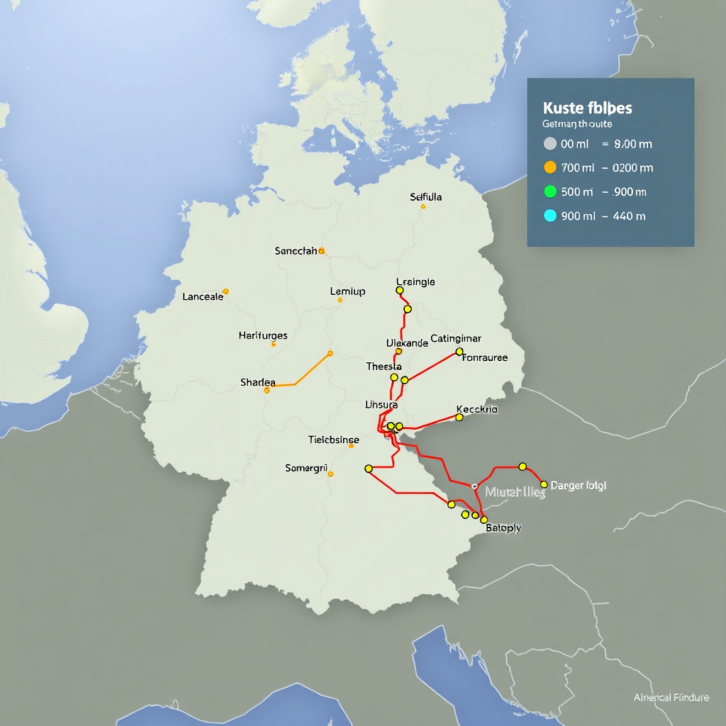 Detaillierte Routenkarte von Deutschland und Europa mit Busverbindungen, Fahrplänen und optimalen Reiserouten für Flixbus-Reisen