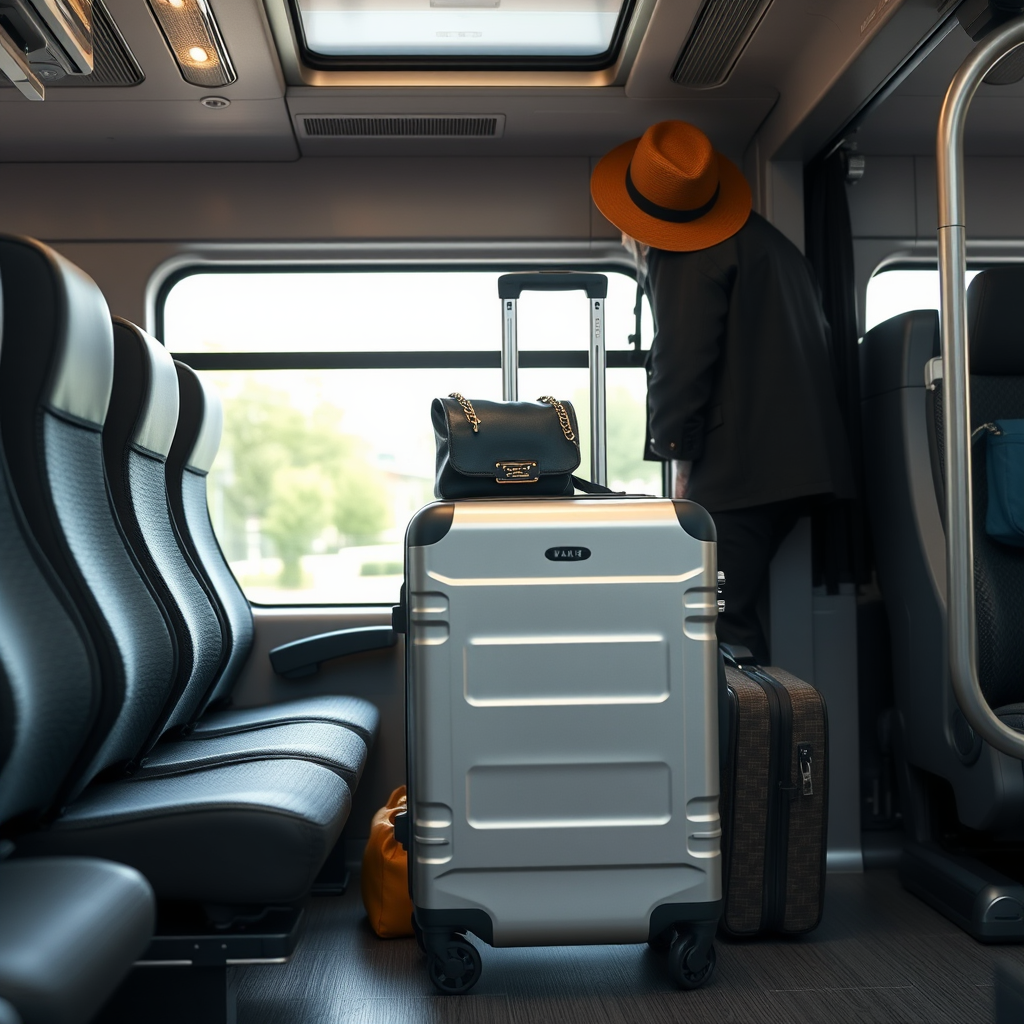 Professionelle Gepäckberatung für Busreisen mit modernem Koffer und Reiseutensilien