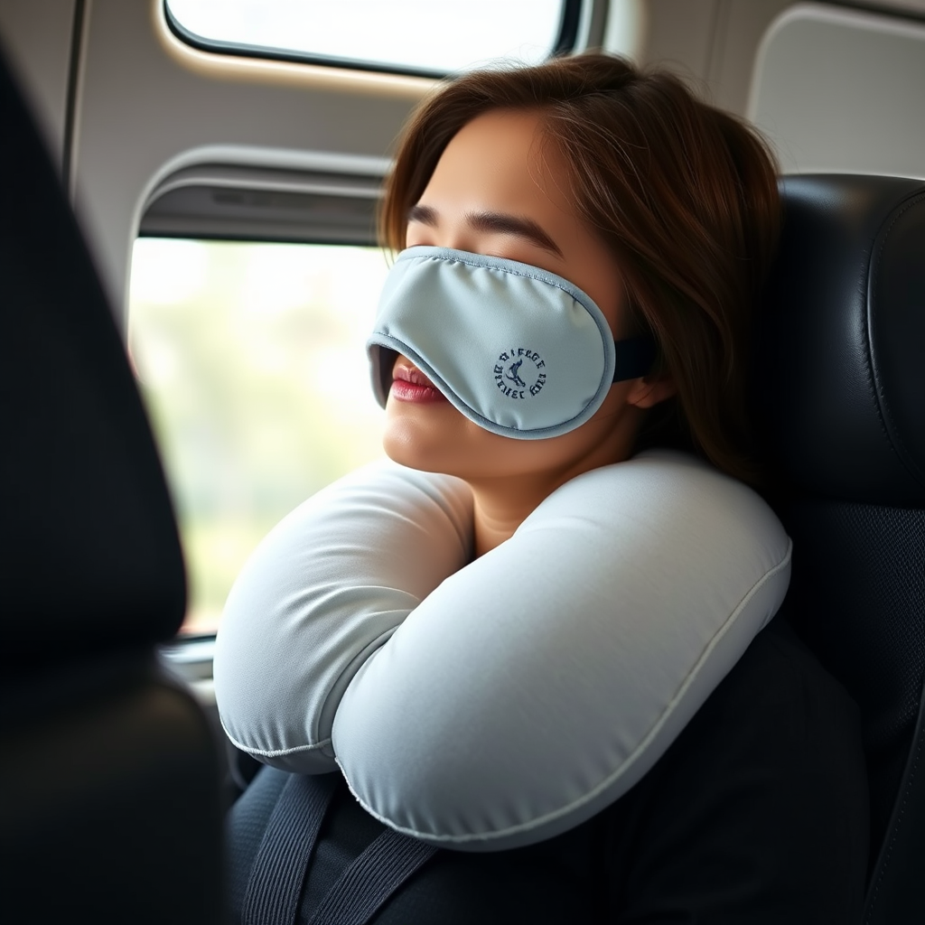 Nackenkissen und Schlafmaske für erholsamen Schlaf während der Busfahrt