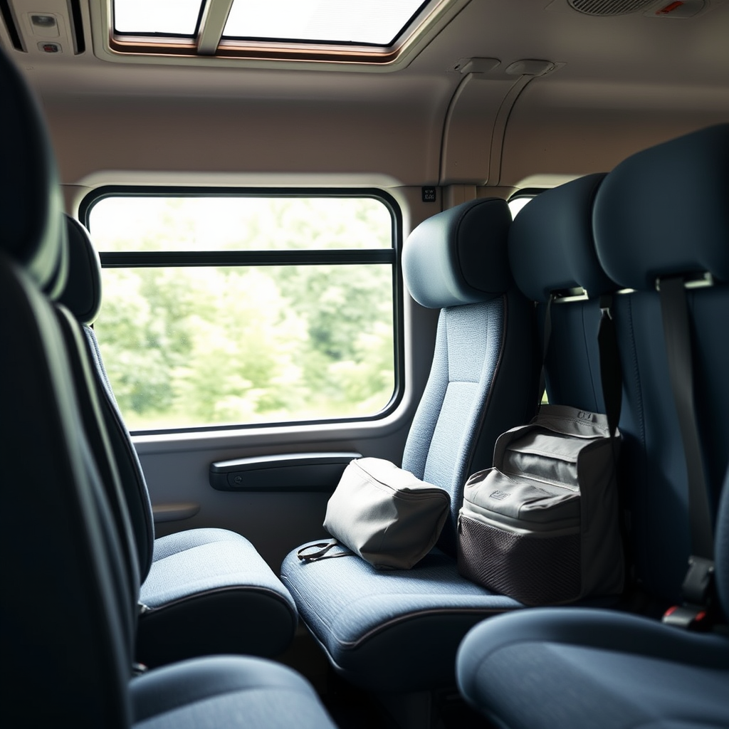 Komplettes Set unverzichtbarer Reiseutensilien für komfortable Busreisen